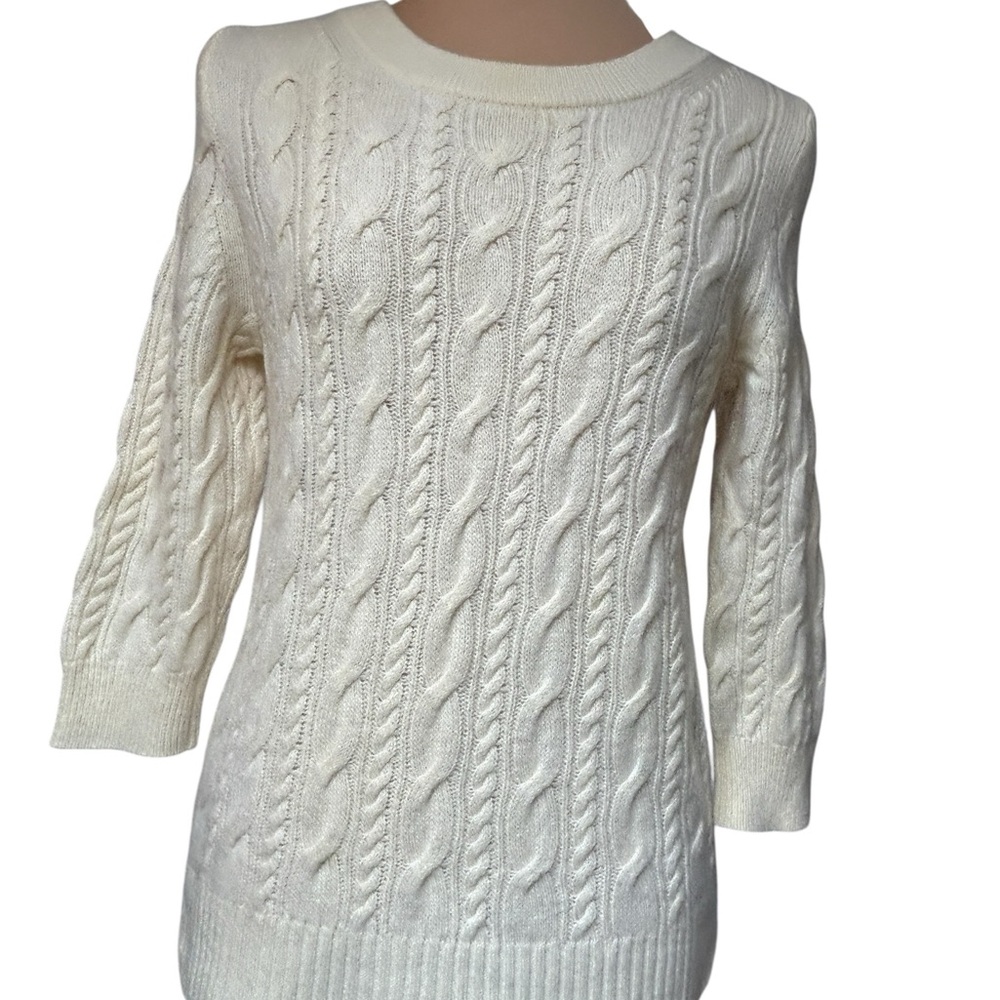 J. Crew Cream Cable Knit Crewneck Sweater